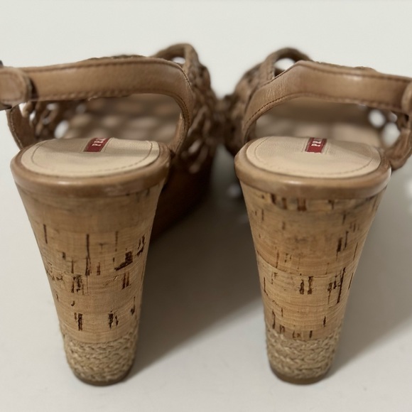 Prada Red Label Taupe/Tan Braided Leather Wedge Sandals EUC - Picture 7 of 13